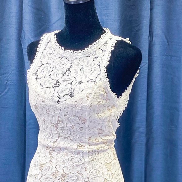 Whimsical Boho Wedding Gown Dress White Floral Lace Maxi Bride Love Everlasting - Picture 8 of 15